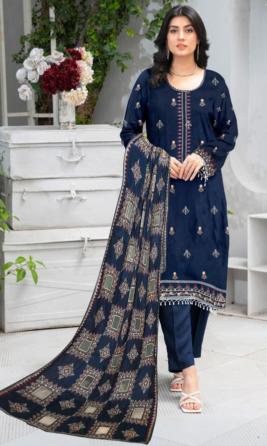 MUSHQ | DHANAK 3 PIECE UNSTICHED FULL HEAVY EMB SUIT WITH HEAVY EMB SHAWL FOR WINTER 2025-26