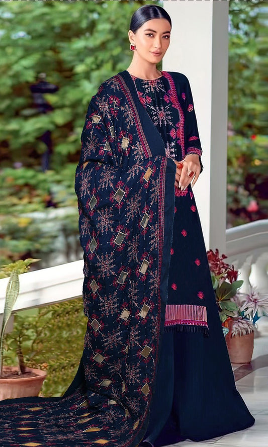 BAREEZE | DHANAK 3 PIECE UNSTICHED FULL HEAVY EMB SUIT WITH HEAVY EMB SHAWL FOR WINTER 2025-26