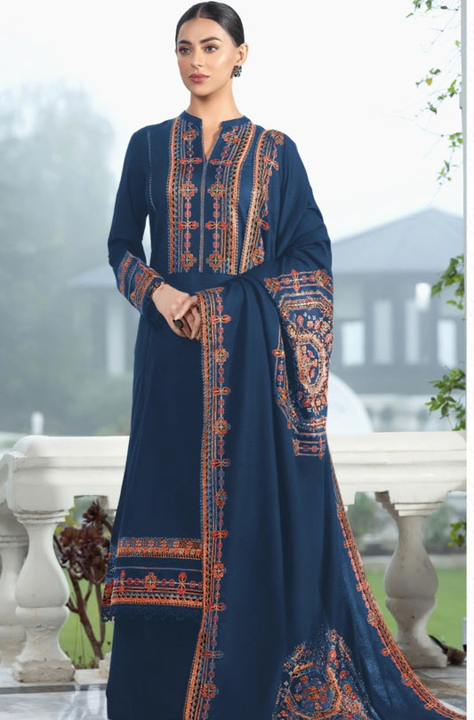 BAREEZE | DHANAK 3 PIECE UNSTICHED FULL HEAVY EMB SUIT WITH HEAVY EMB SHAWL FOR WINTER 2025-26