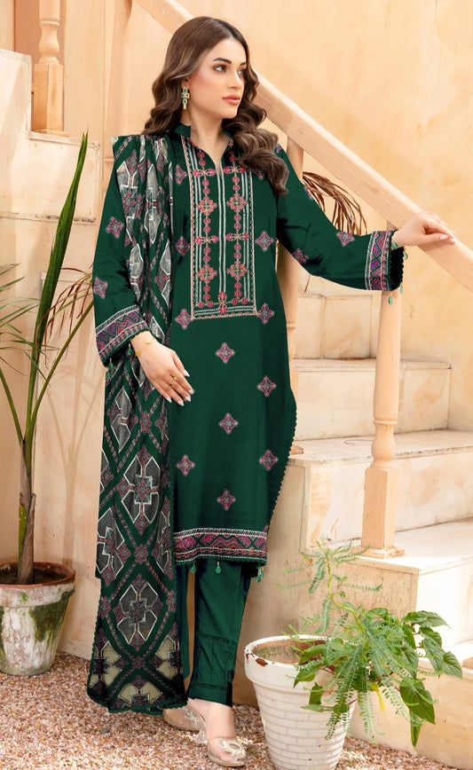 MUSHQ | DHANAK 3 PIECE UNSTICHED FULL HEAVY EMB SUIT WITH HEAVY EMB SHAWL FOR WINTER 2025-26